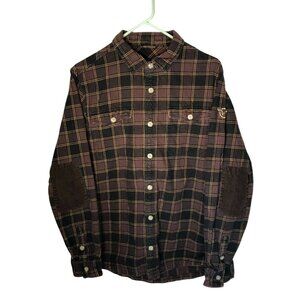 Moosejaw Mountaineering Men's Flannel Shirt Large Brown Plaid 100% Cotton